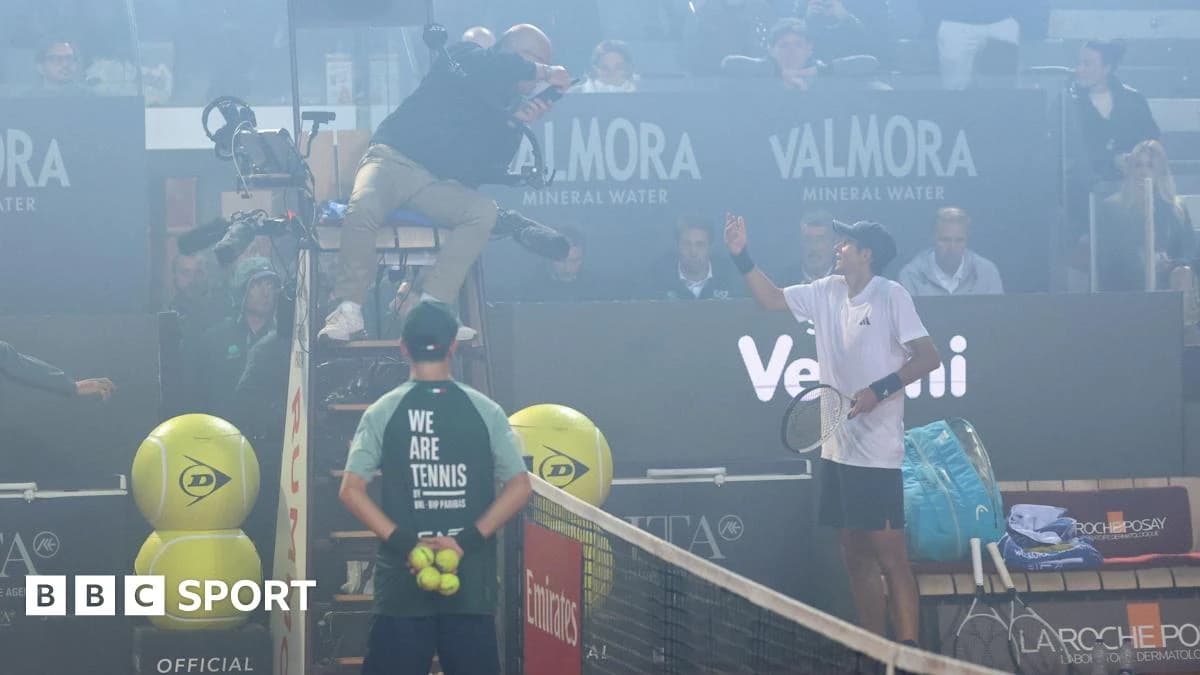 Italian Open match delayed by smoke from Inter Milan's Coppa Italia celebrations