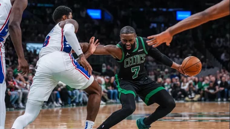 Jaylen Brown calls out Joel Embiid 'flopping,' officiating in Celtics vs. 76ers: 'They clearly had a