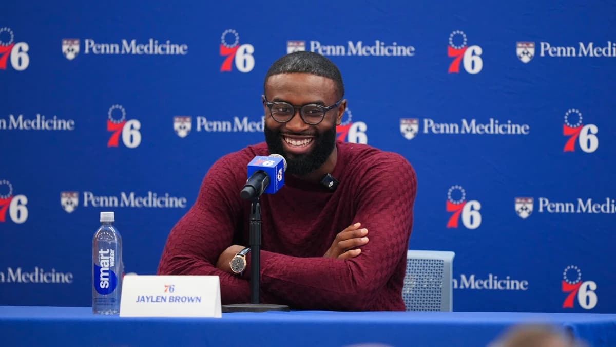 Jaylen Brown details bumpy Celtics exit, relationships with Jayson Tatum, Joel Embiid in 76ers intro