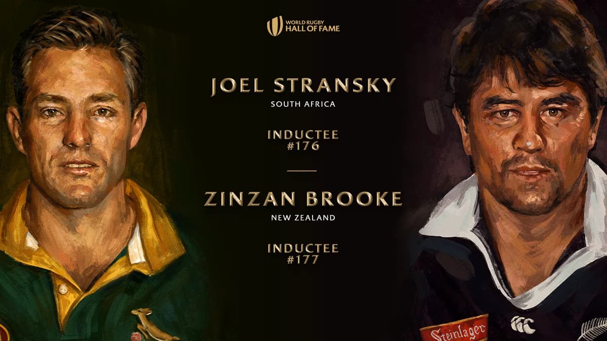 Joel Stransky and Zinzan Brooke unveiled as first inductees to World Rugby Hall of Fame in 2026