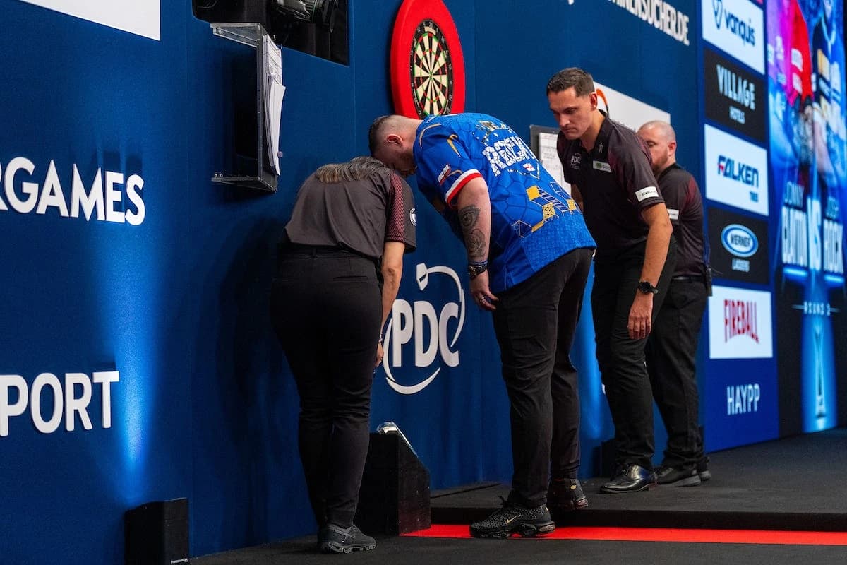 Josh Rock’s dart gets caught in a hard place to find in bizarre incident