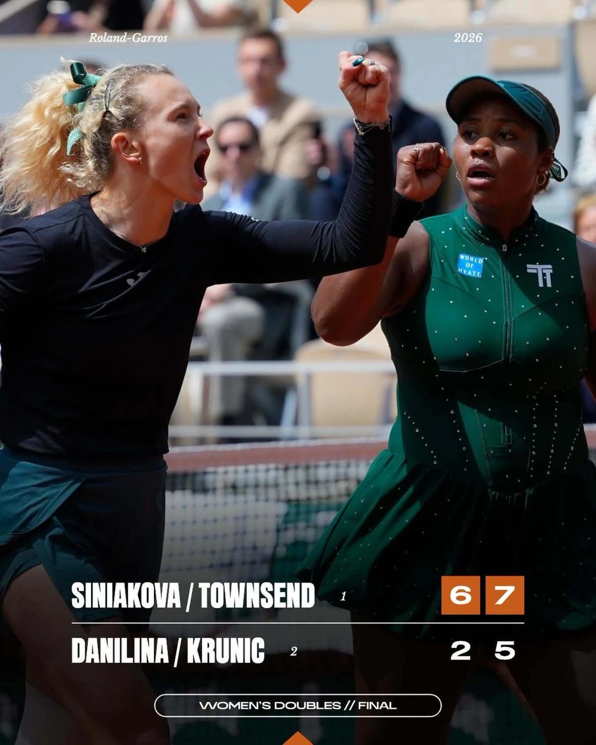 Katerina Siniakova şi Taylor Townsend au câştigat proba de dublu feminin la Roland-Garros