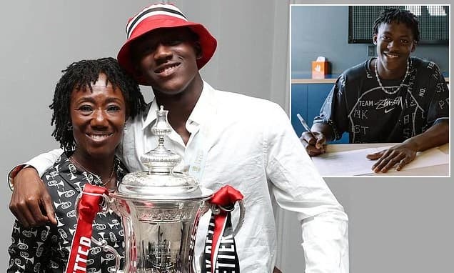 Kobbie Mainoo is handed 650% PAY RISE as his family head for Man United contract signing - in a rema