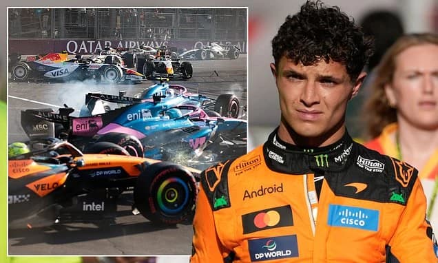 Lando Norris says sorry to F1 star for calling for him to be banned following heavy crash in Baku...