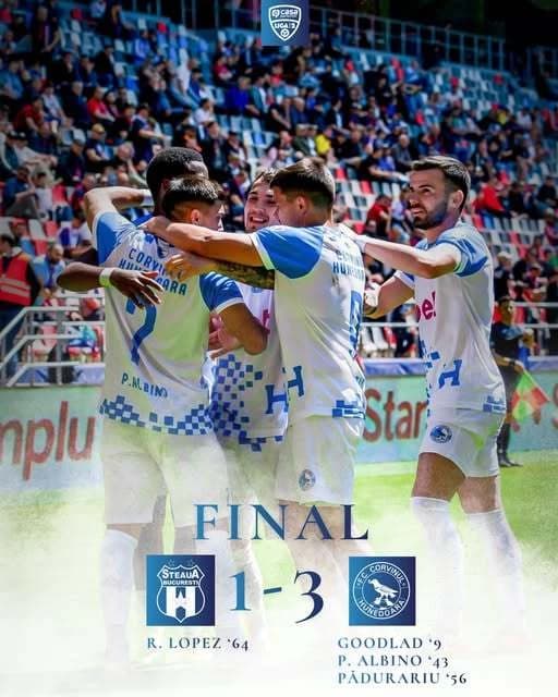 Liderul Corvinul Hunedoara, încă o victorie în Liga 2, scor 3-1 cu Steaua