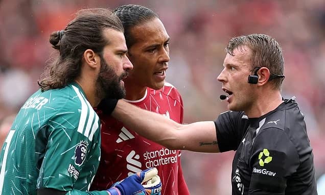 Liverpool star Alisson Becker hit with £8,000 fine after furiously lashing out at fourth official's