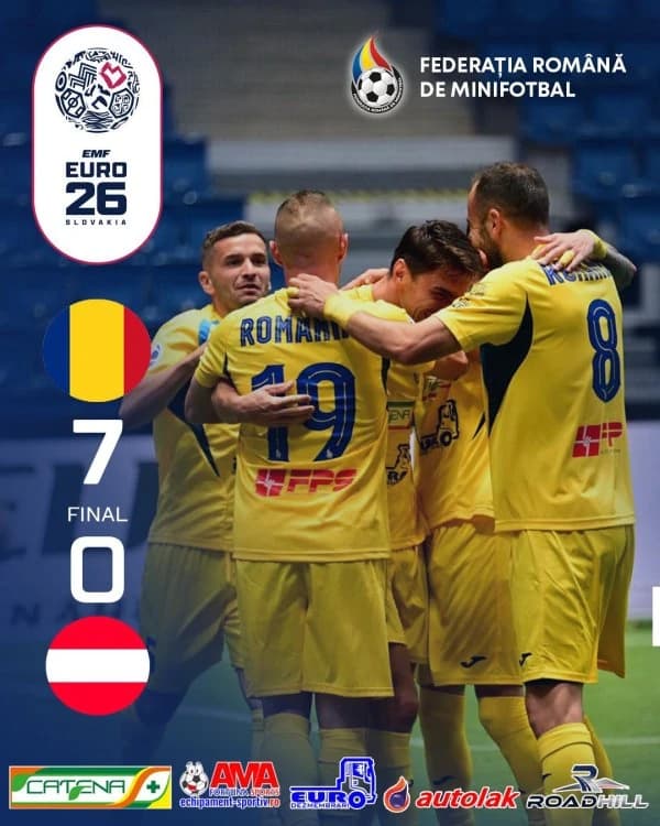 Minifotbal: România, în sferturile EURO 2026