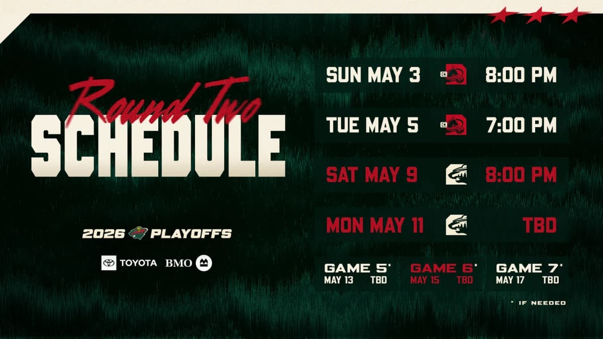 Minnesota Wild Second Round Stanley Cup Playoff Schedule Announced