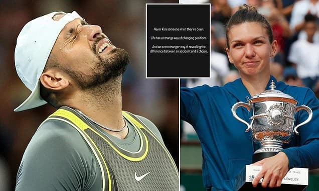 Nick Kyrgios brutally mocked by Simona Halep following tennis star's positive cocaine test - after A