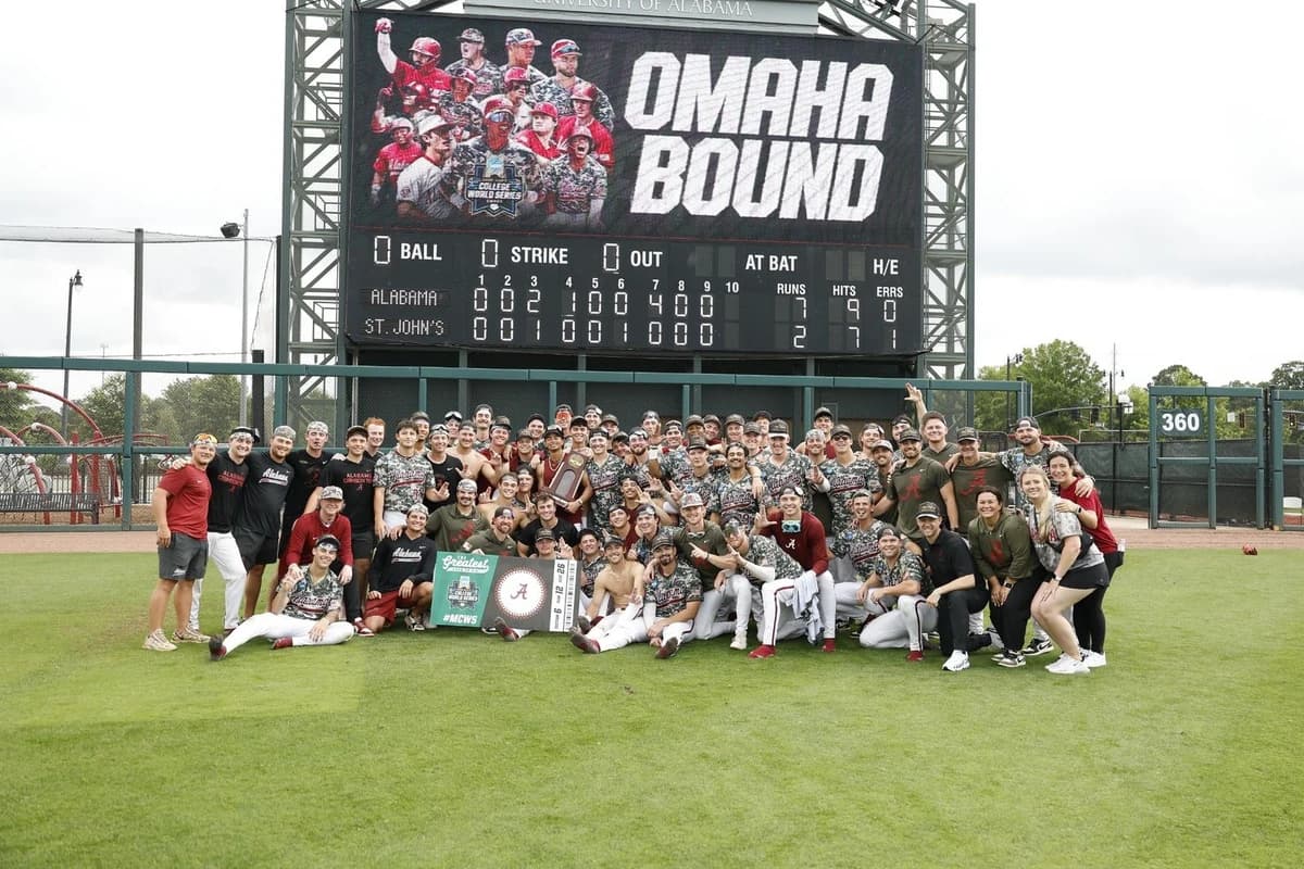 No. 7 Alabama Baseball Secures Position in Omaha with 7-2 Win over St. John’s