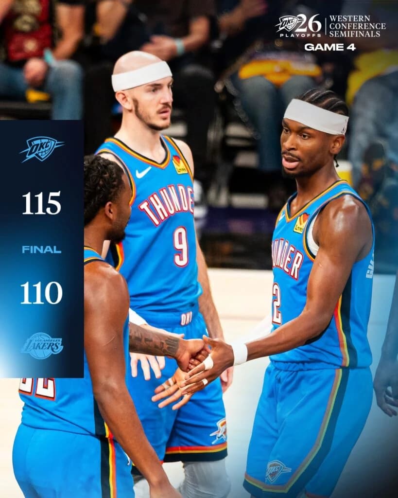 Oklahoma City Thunder, campioana en-titre, elimină echipa lui LeBron James. Stabilește o performanță