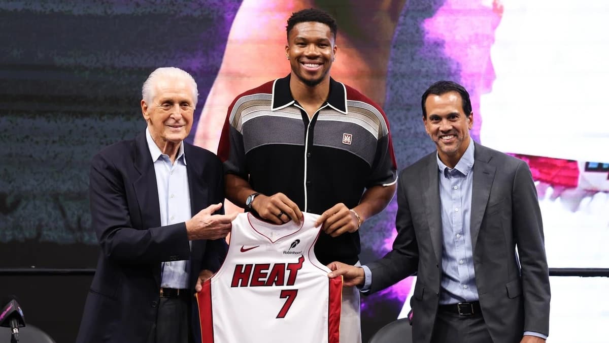 Pat Riley hints at Heat's LeBron James pursuit while Miami introduces Giannis Antetokounmpo