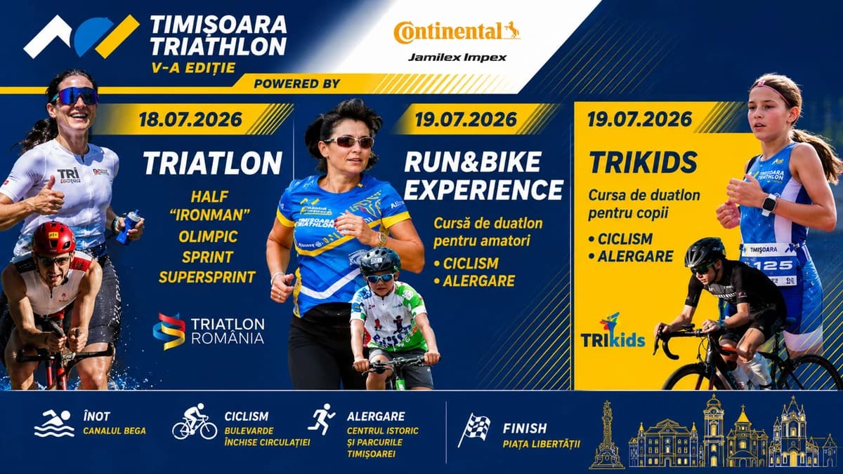 Peste 1.000 de sportivi din 23 de țări participă la Timișoara Triathlon 2026