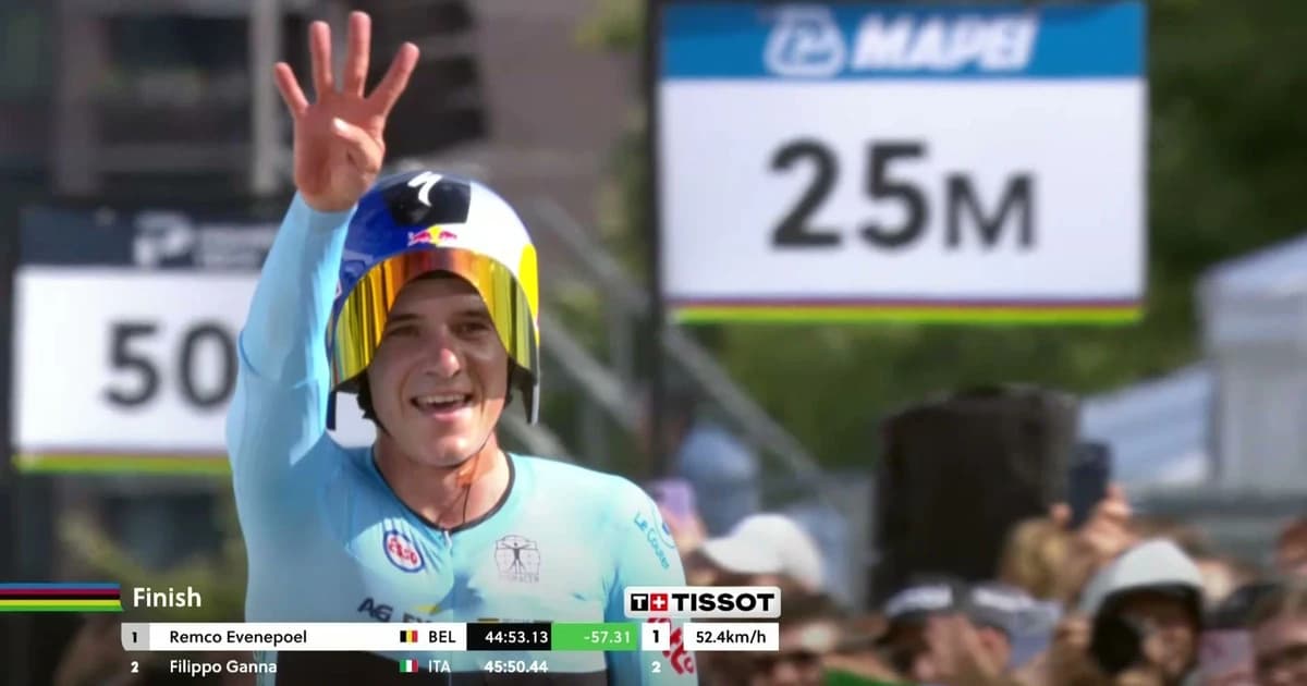 Remco Evenepoel, campion mondial la contratimp pentru a 4-a oară la rând! Belgianul, record istoric