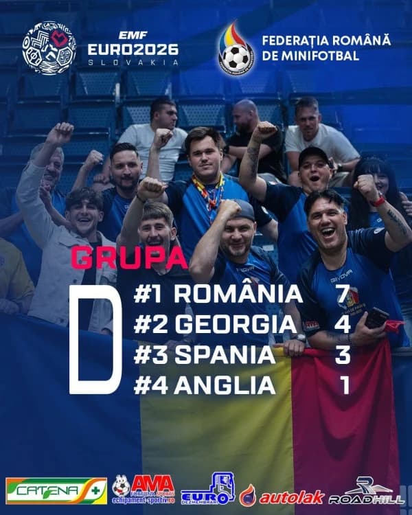 România a învins Georgia cu 3-0 și a terminat pe prima poziție grupa de la Campionatul European de m