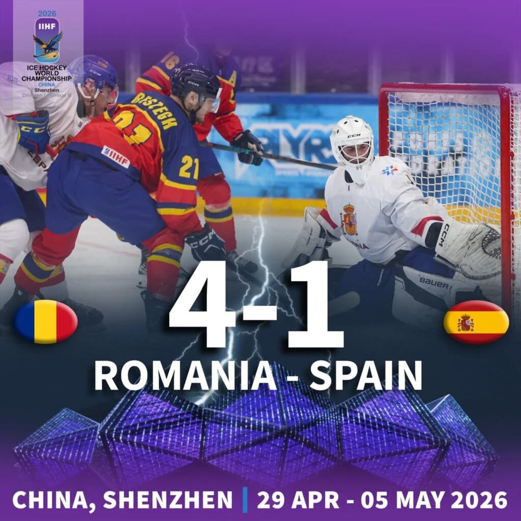 România obține o victorie clară cu Spania la Campionatul Mondial de hochei pe gheață Divizia I/B și