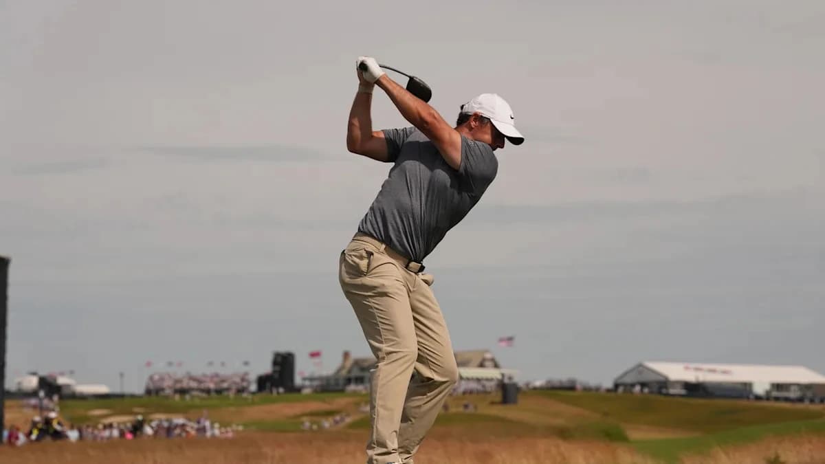 Rory McIlroy runs into Nick Faldo during Birkdale scouting trip