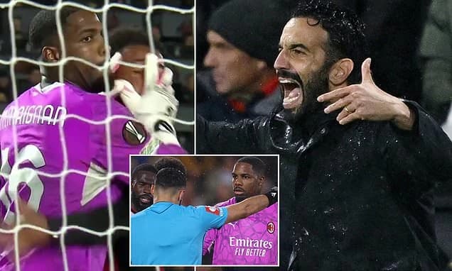 Ruben Amorim FUMES at officials after AC Milan goalkeeper is sent off for pushing Bournemouth star i