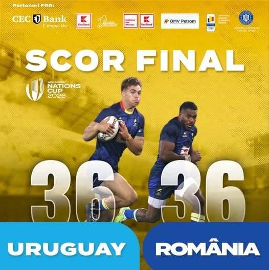 Rugby: România a terminat la egalitate, scor 36-36, cu Uruguay, în al doilea meci din World Rugby Na