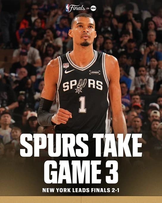 San Antonio Spurs a învins New York Knicks, scor 115-111, în meciul 3 al finalei NBA. Knicks conduce