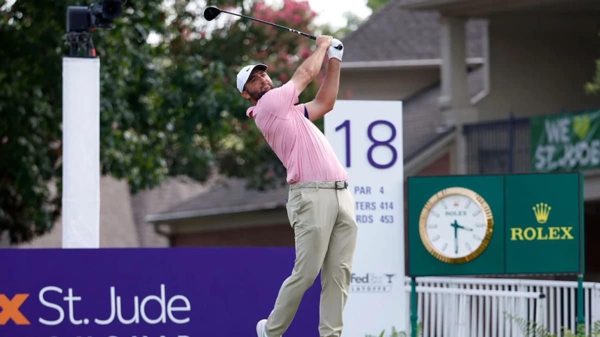 Scheffler (61) ties course record, leads at St. Jude