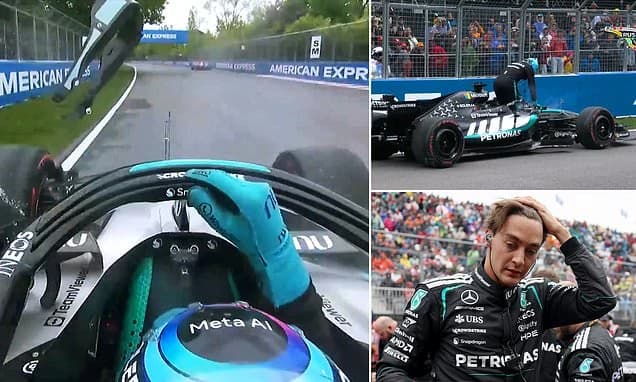 Seething George Russell furiously launches equipment out of cockpit in on-track meltdown after suffe