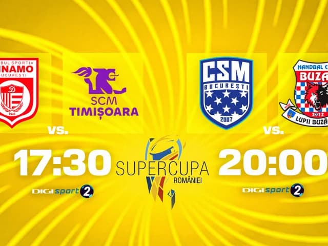Semifinalele Supercupei României: Dinamo - Timișoara, LIVE VIDEO 17:30, DGS 2 / CSM București - HC B