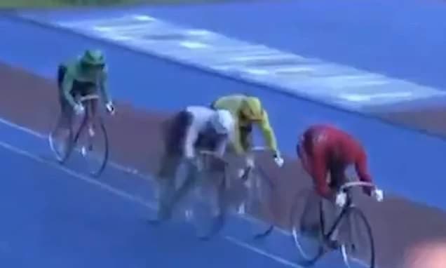 Shocking moment Team England cyclist Matt Richardson is brutally wiped out by rival - with crash end