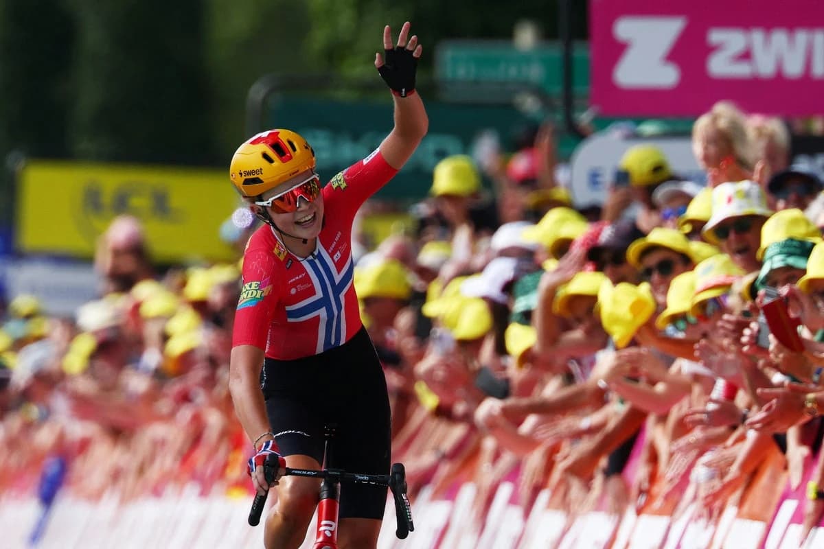 Sigrid Haugset wins Tour de France Femmes stage three and takes yellow jersey with stunning 88km sol