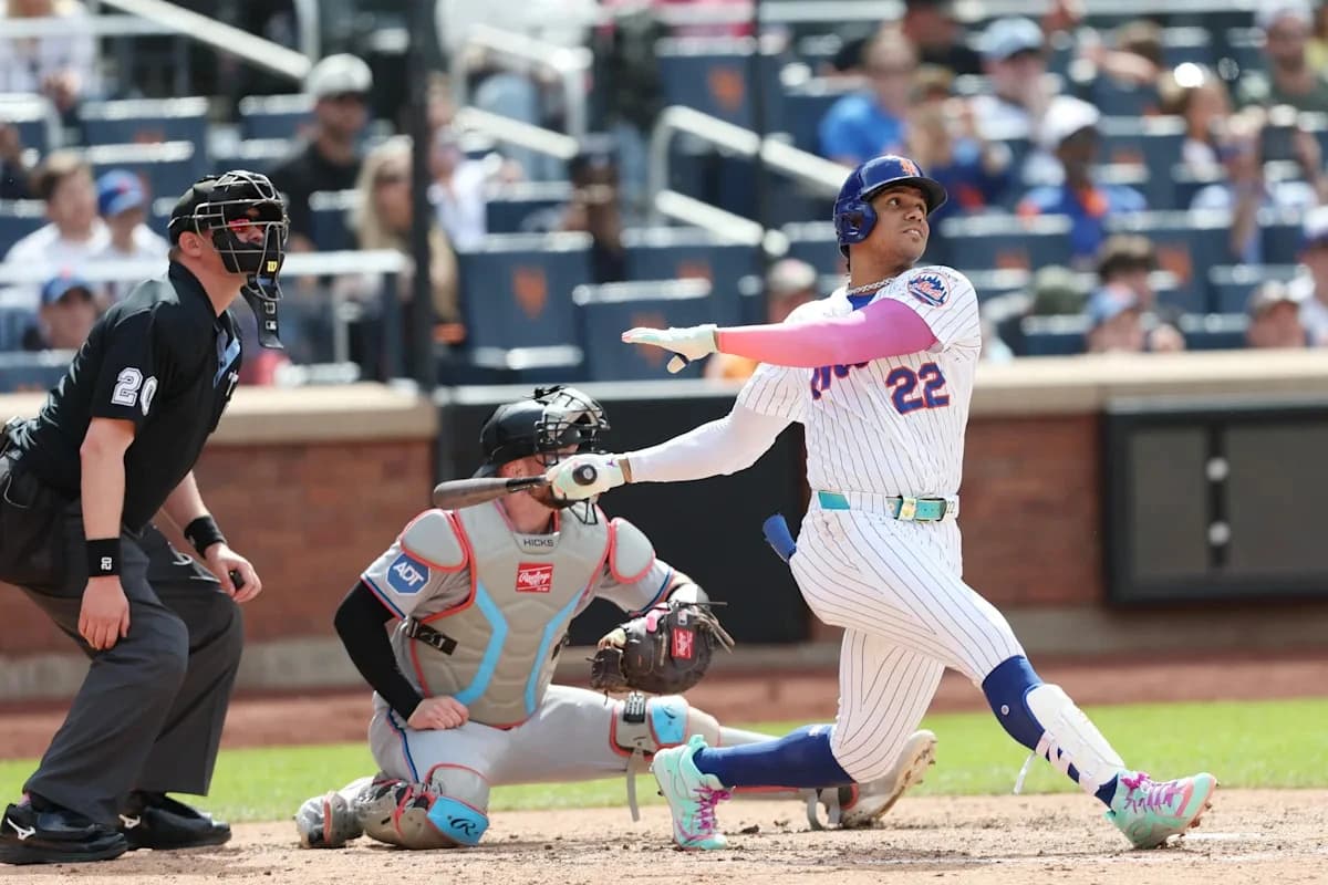 Soto's grand slam and Benge's leadoff homer help Mets pound Marlins 10-1 for 3-game sweep