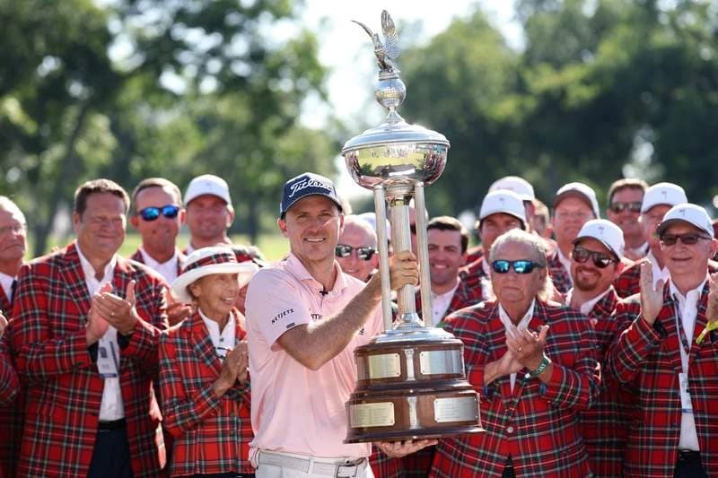 ‘Speechless’ Russell Henley reacts after winning the Charles Schwab Challenge at Colonial