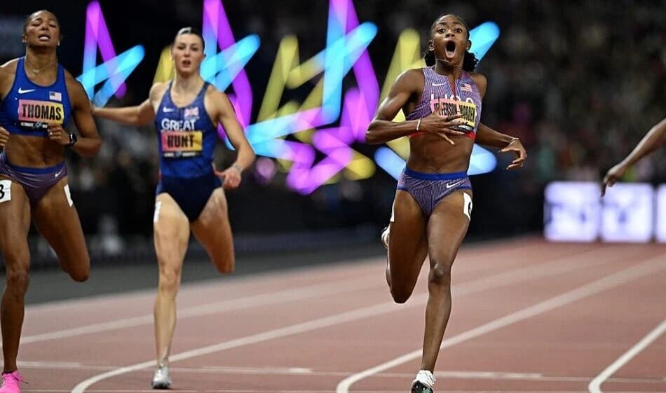 Sprint queen Jefferson-Wooden completes the double