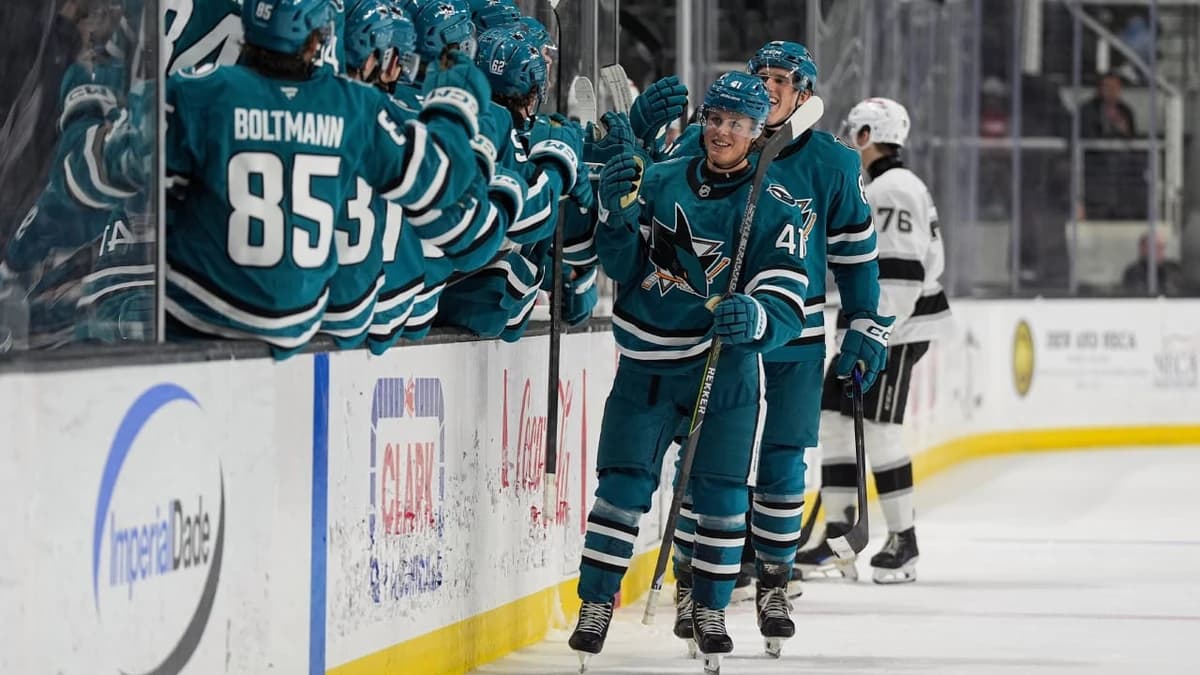 Stenberg scores twice in 25 seconds in 1st game with Sharks