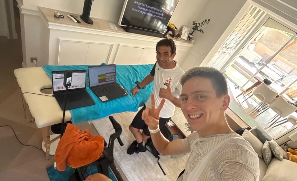 'Super happy... let's go!' – Tadej Pogačar back training indoors after Vuelta a España crash