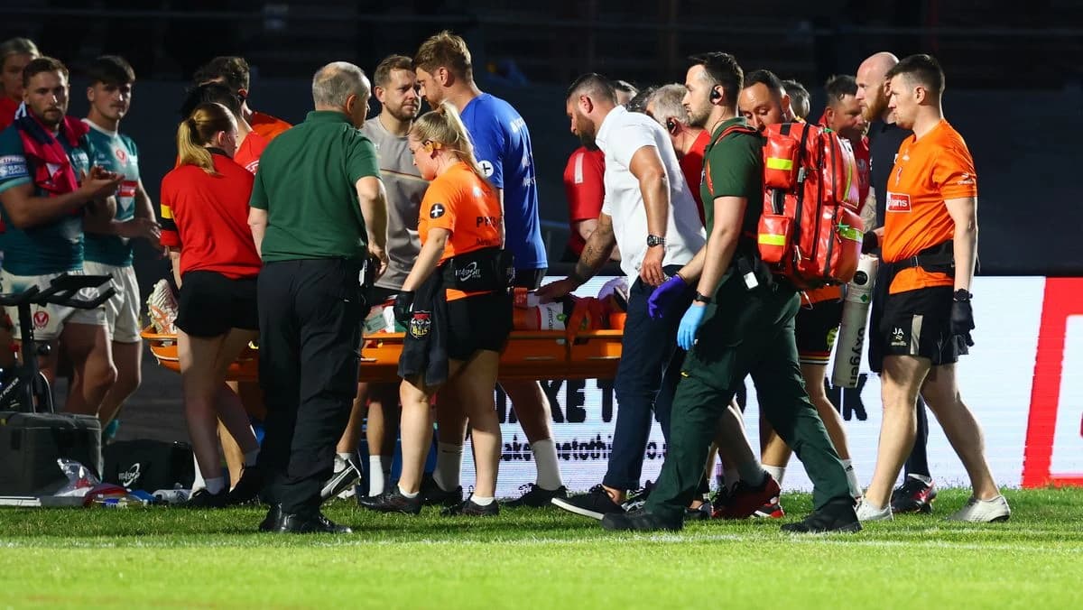 Super League tie ends in distressing scenes with forward stretchered from field