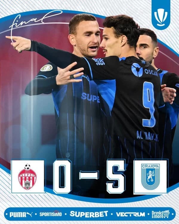 Superliga: Sepsi - Universitatea Craiova 0-5