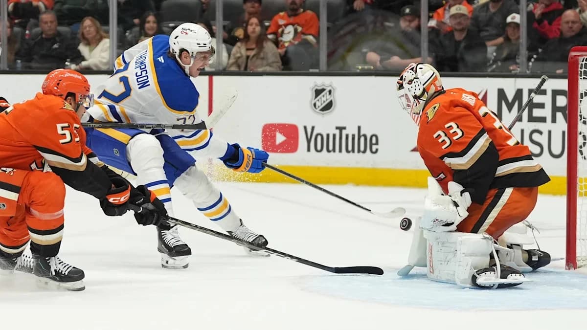 Tage Thompson has hat trick, 5 points in Sabres' 7-6 win over Ducks