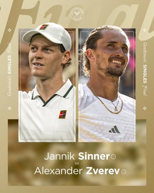 Tenis: Sinner - Zverev, finala de la Wimbledon