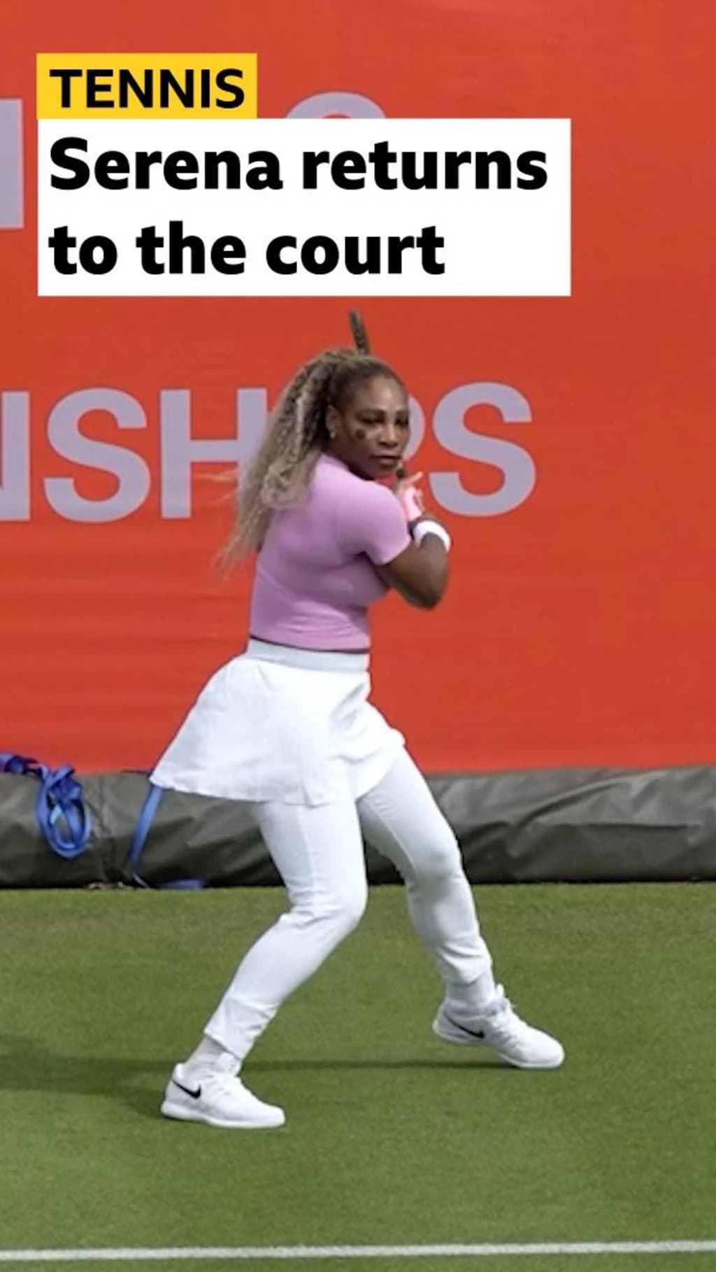 Tennis: Serena Williams practises at Queen's Club in London before return to action