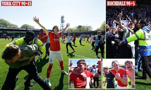The most dramatic promotion ever! York City back in the EFL after 103rd-minute equaliser... breaking