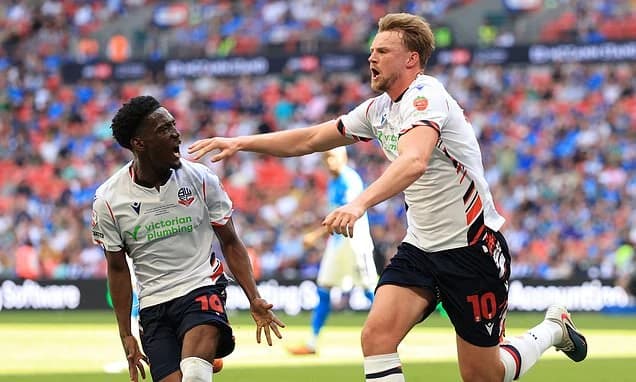 The overhead-kick hero! Bolton win promotion to the Championship with best goal of the play-offs so
