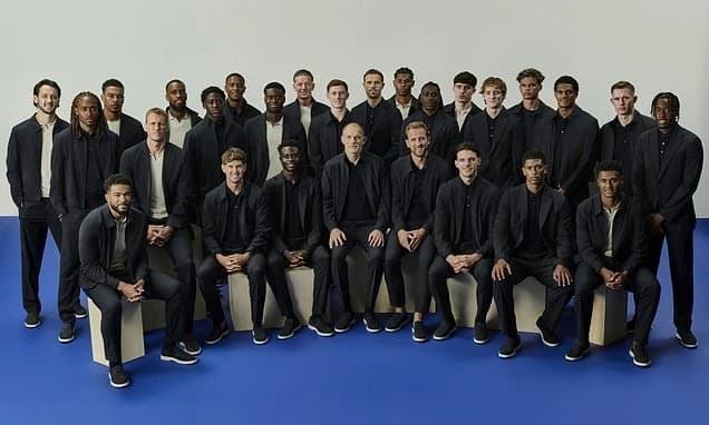 Three Lions stars ditch suits for traditional World Cup team photo as Thomas Tuchel and his players