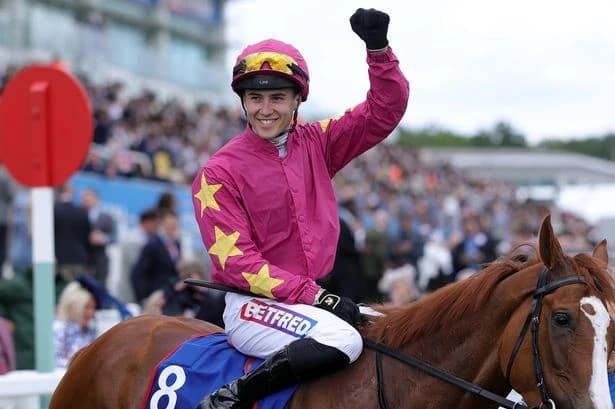 Thundering On storms from last to first to win 2026 Betfred Oaks at Epsom Downs