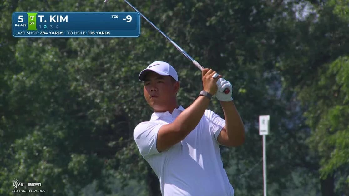 Tom Kim's 140-yard approach sets up birdie on No. 5 at John Deere
