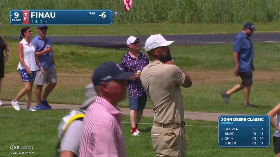Tony Finau drains 32-foot birdie putt on No. 9 at John Deere