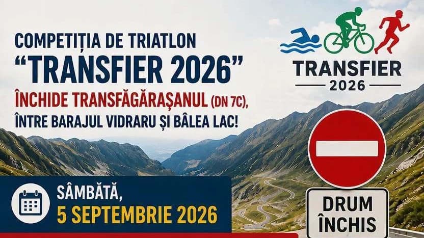 Transfăgăraşanul se închide sâmbătă, pentru desfăşurarea unei competiţii de triatlon. Circulaţia rut