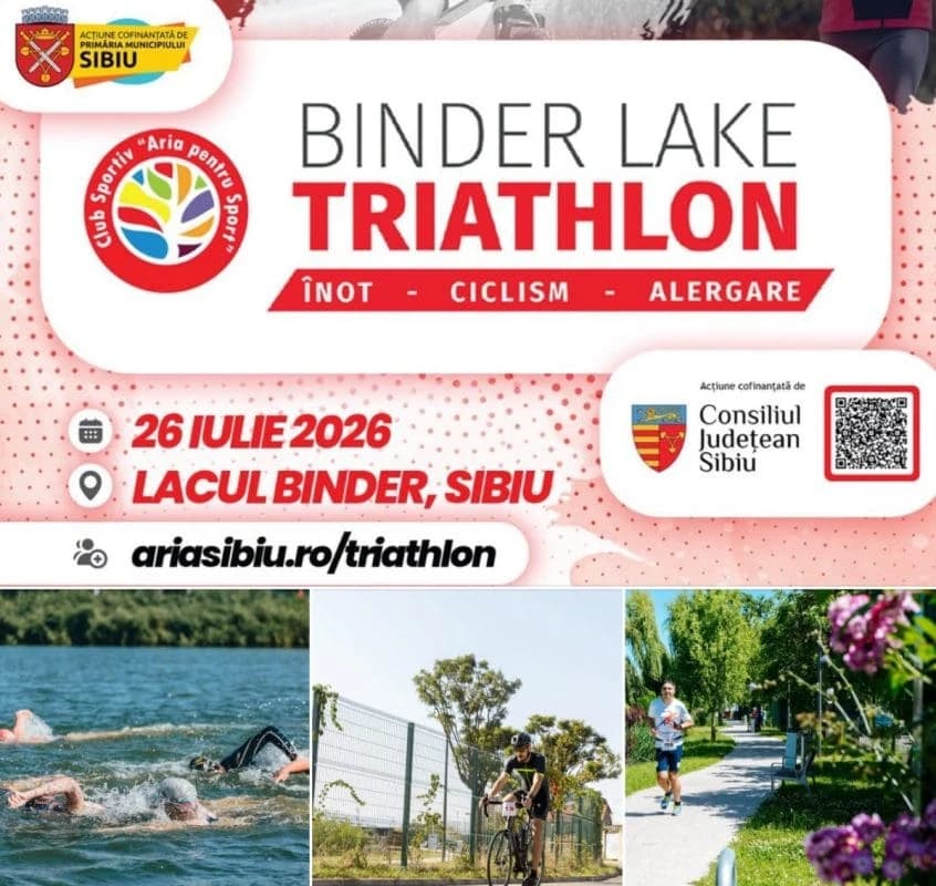 Traseu de triatlon amenajat pe Lacul Binder: Sibiul găzduiește o nouă competiție sportivă cu acces g