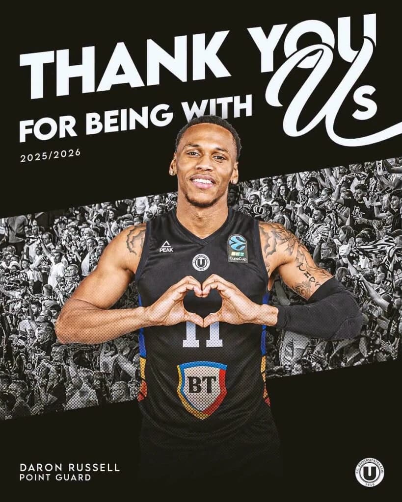 U-BT Cluj-Napoca a anunțat despărțirea de Daron Russell, MVP-ul finalei Ligii Naționale
