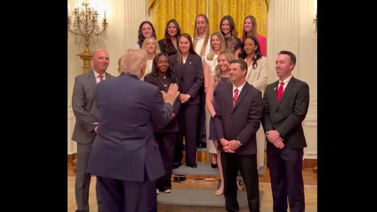 UGA women's tennis champions visit White house — and stand behind the men