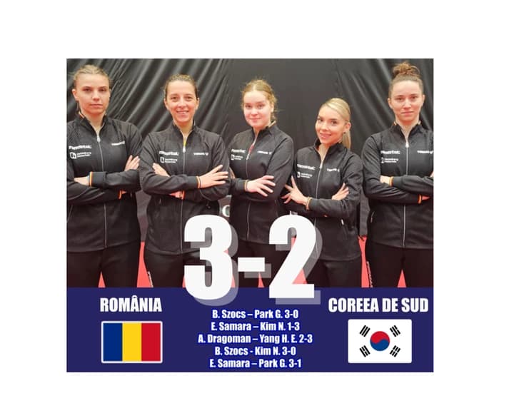 Victorie pentru România împotriva Coreei de Sud la Campionatul Mondial de tenis de masă de la Londra